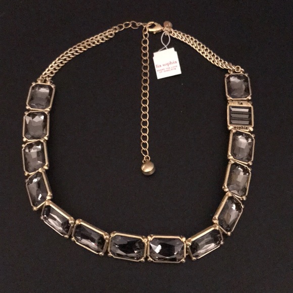 Lia Sophia gold and black rhinestone necklace - Picture 1 of 1